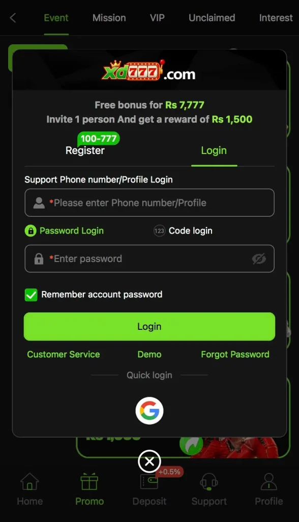 xd777 login